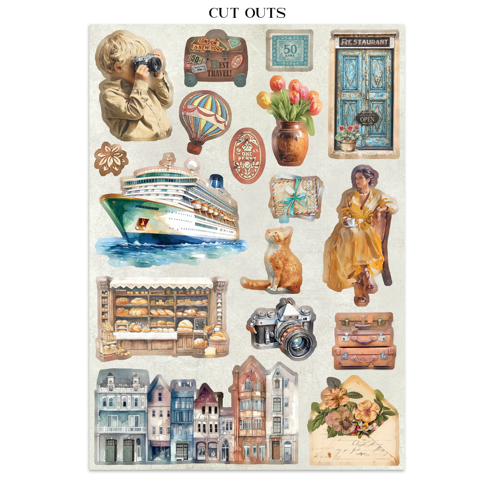 Stamperia – Junk Journal – adesivi, ritagli e sfondi - Art of Travelling - immagine 28