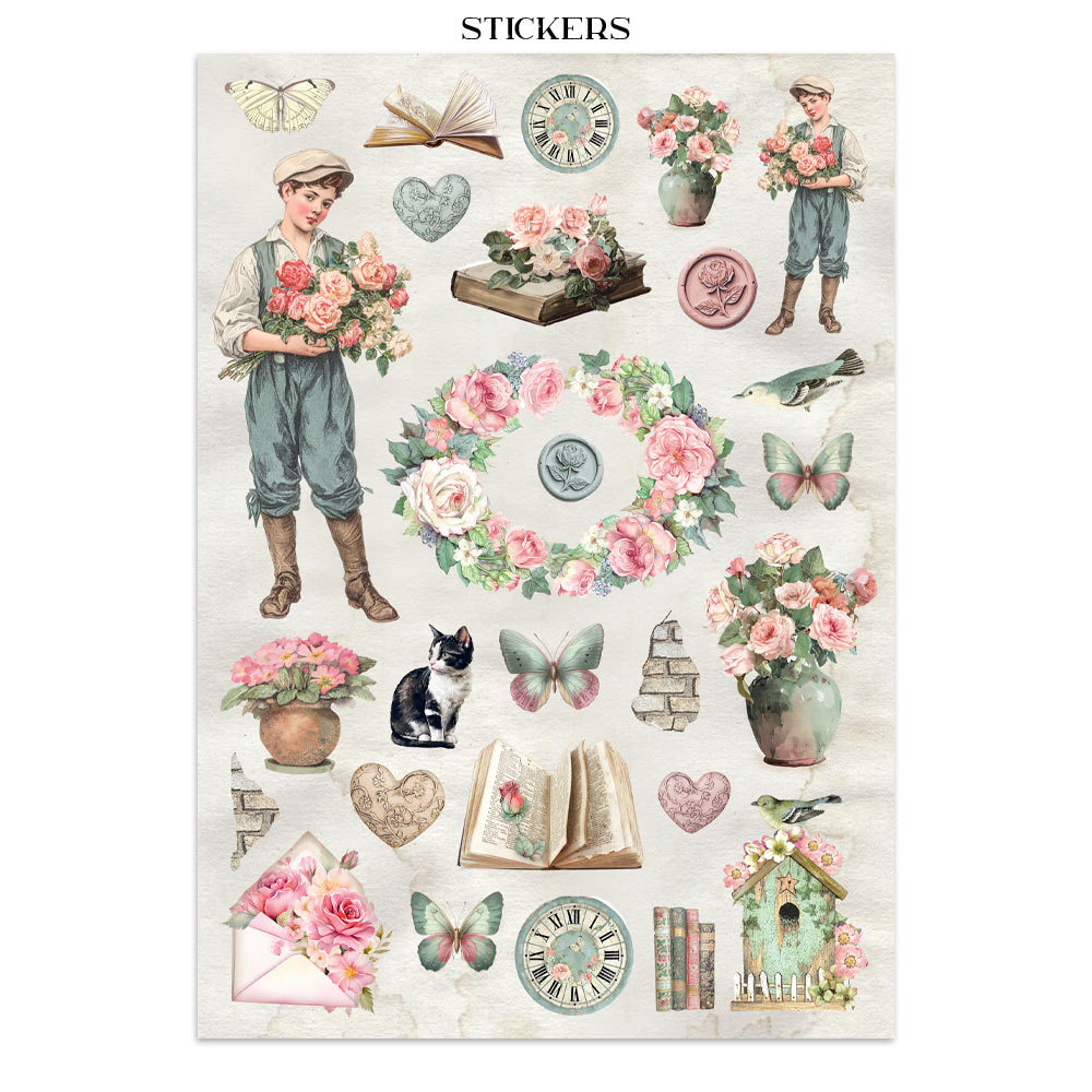 Stamperia – Junk Journal – adesivi, ritagli e sfondi - House of Roses - immagine 9