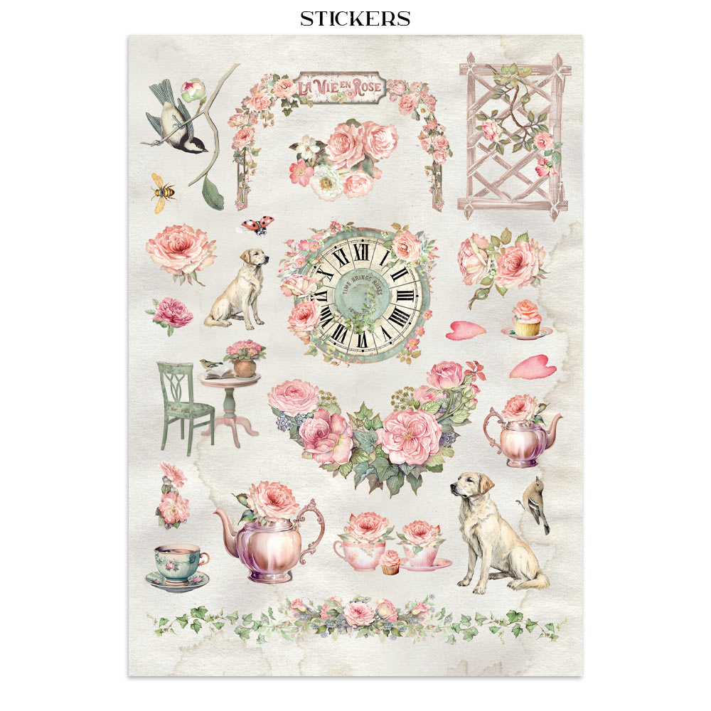 Stamperia – Junk Journal – adesivi, ritagli e sfondi - House of Roses - immagine 20