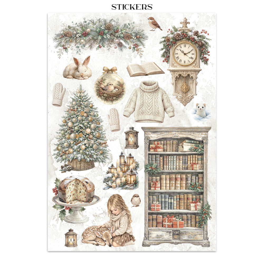 Stamperia – Junk Journal – adesivi, ritagli e sfondi - White Christmas - immagine 9