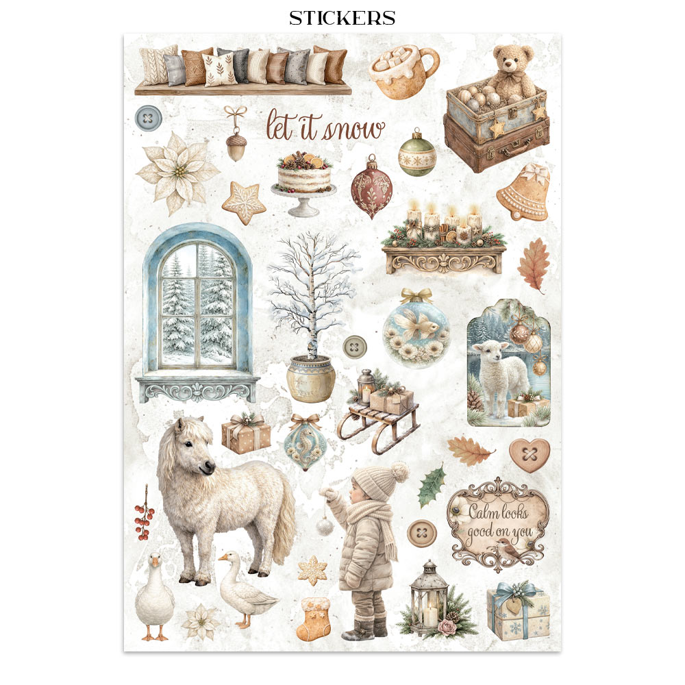 Stamperia – Junk Journal – adesivi, ritagli e sfondi - White Christmas - immagine 10
