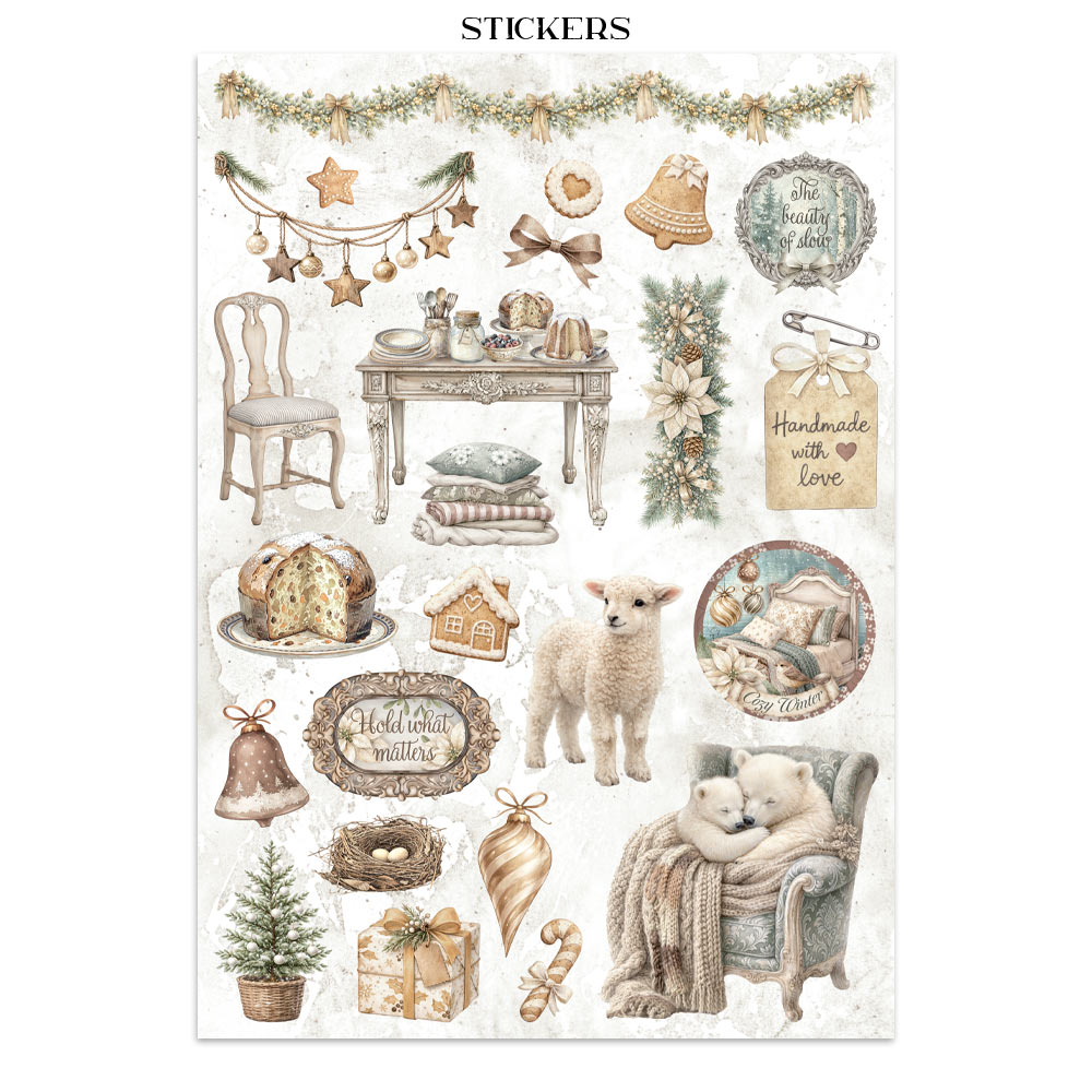 Stamperia – Junk Journal – adesivi, ritagli e sfondi - White Christmas - immagine 19