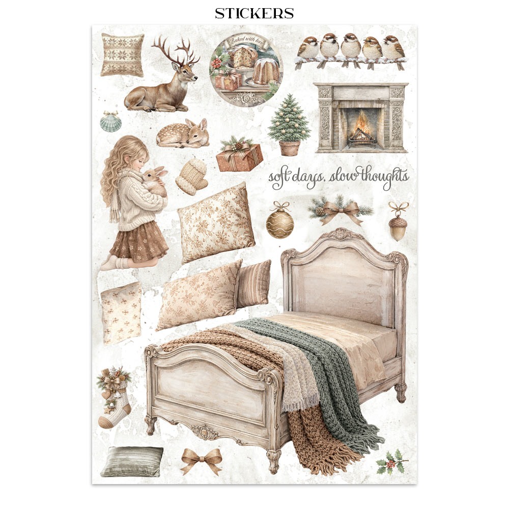 Stamperia – Junk Journal – adesivi, ritagli e sfondi - White Christmas - immagine 20