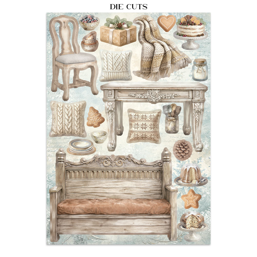 Stamperia – Junk Journal – adesivi, ritagli e sfondi - White Christmas - immagine 27