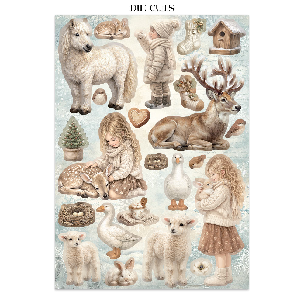 Stamperia – Junk Journal – adesivi, ritagli e sfondi - White Christmas - immagine 28