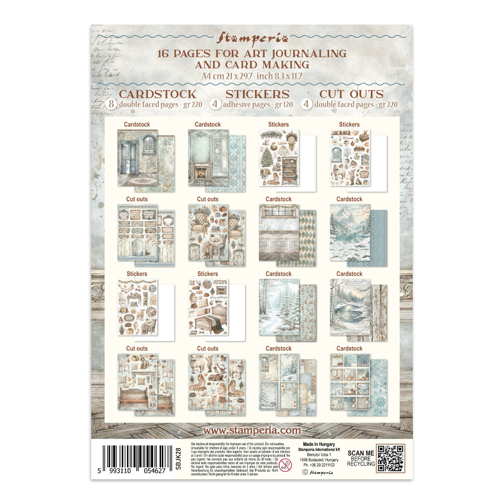 Stamperia – Junk Journal – adesivi, ritagli e sfondi - White Christmas - immagine 36