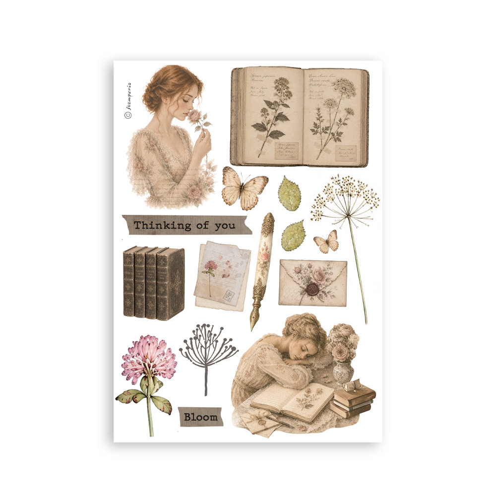 Stamperia – Blocco washi A5 – 8 fogli Flowers and Poems - immagine 3