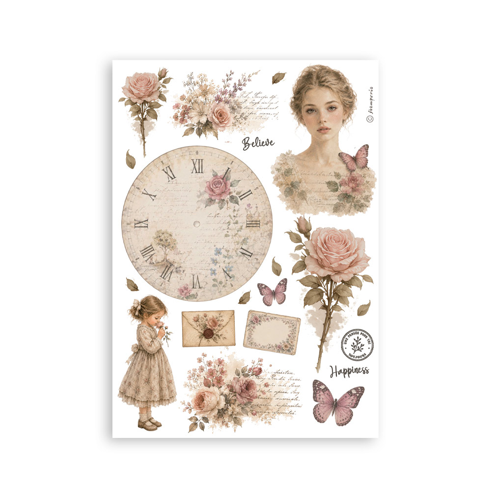Stamperia – Blocco washi A5 – 8 fogli Flowers and Poems - immagine 4