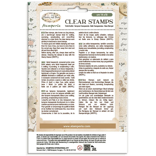 Stamperia – Timbro acrilico cm 14x18 Flowers and Poems - immagine 2